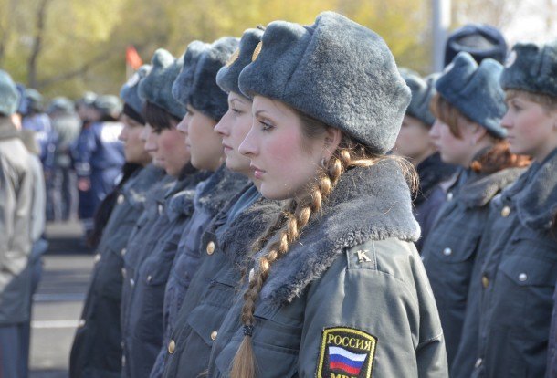 Russian female police officers during a parade