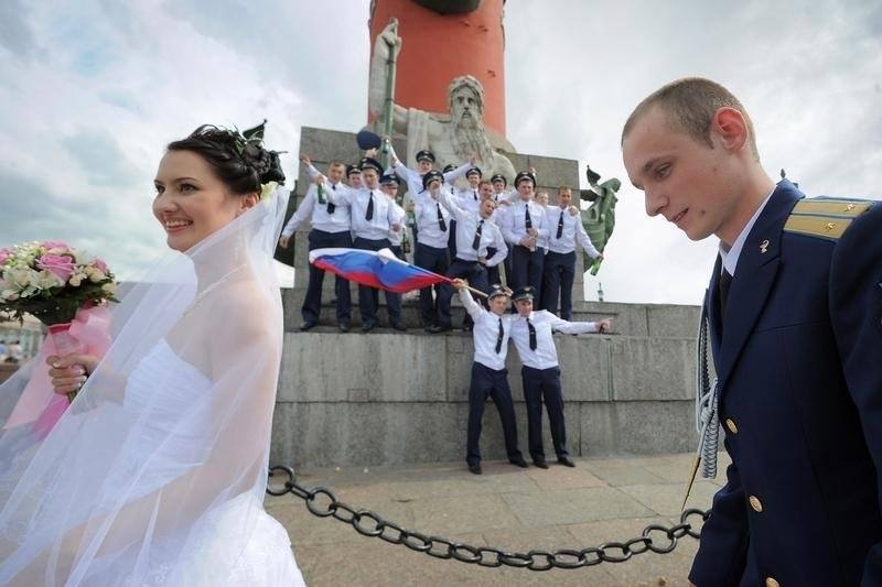 Young sailor and his bride