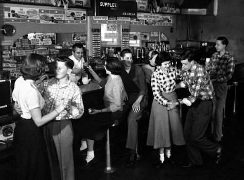 1950s, USA --- 1950s Malt Shop --- Image by © Michael Ochs Archives/Corbis