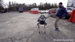 Boston Dynamics robots are being designed so they can't be subdued - this model quickly recovers from a swift kick on ice