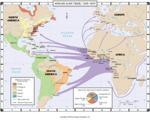 Notice most of the slave trade arrows do no point to the U.S.