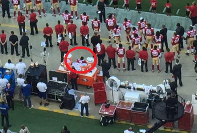 Kaepernick during the anthem