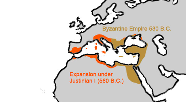 justinian byzantium borders
