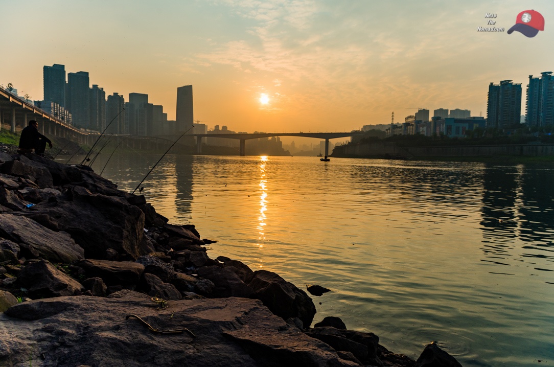 Sunset at the Jialing River in Chongqing, China