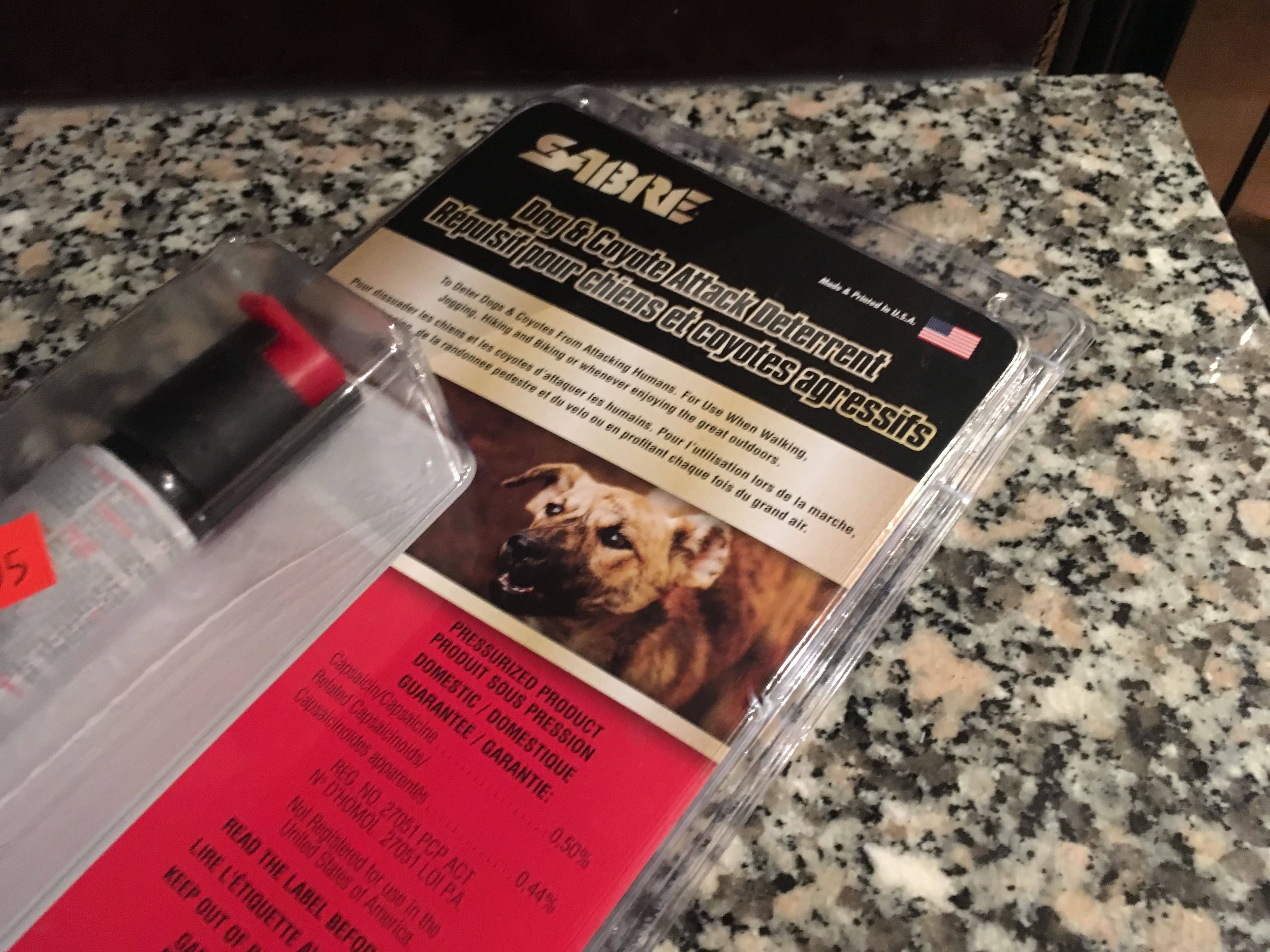 Pepper spray is called "coyote and dog deterrent" in Canadian stores. This week, my girlfriend got hers.