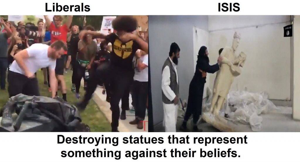 ISIS liberals statues